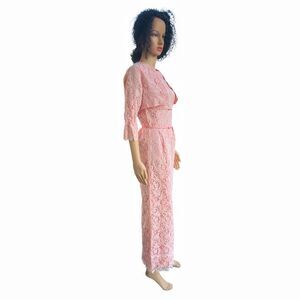 1950’s Women’s Pink Lace Handmade Wiggle Dress and Jacket